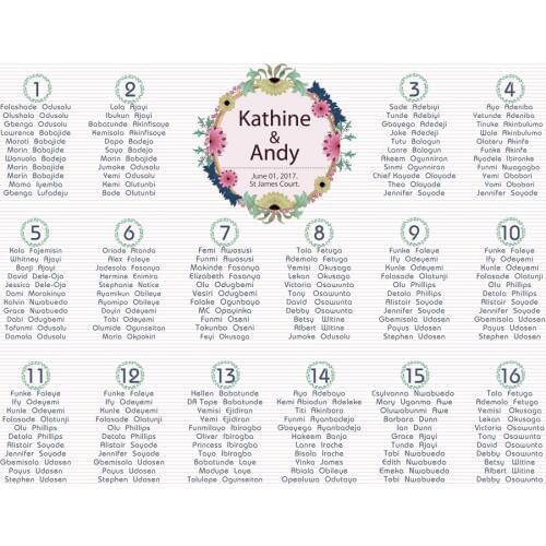 The unique printable wedding seating plan digital file provided only can be birthday or christams party floral