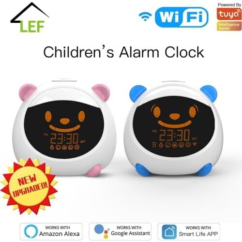 WiFi Smart Kids' Alarm Sleep Trainer Clock Light Sound Expression Smart Life Tuya App Voice Control with Alexa Google Home