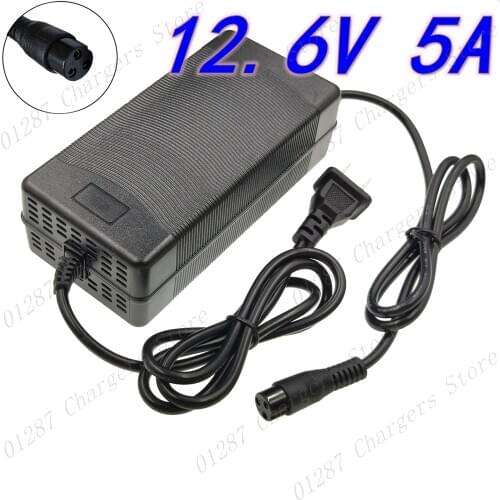 12.6V 5A Charger Combination of 18650 Li-ion Lithium Battery Pack Charger US/EU/UK/AU Plug 12.6 v charger 3-Prong Inline connect