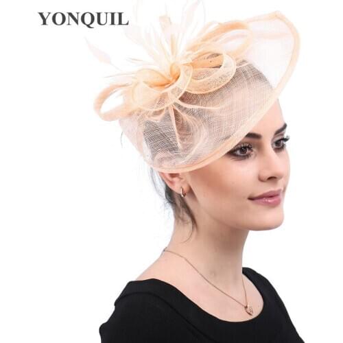 Women Elegant Party Fascinator With Hair Clips Hair Accessory Millinery Cap And Feathers Party Hat Lady Wedding Decor Headwear