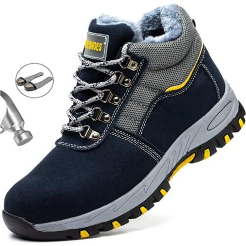 Winter Safety Shoes Boots Work Steel Toe Work Boots Puncture-Proof Winter Boots Plush Warm Work Sneakers Winter high
