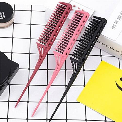 1PC Portable Hair Comb Hair Brush 3-Row Teeth Teasing Comb Detangling Brush Rat Tail Comb Coming Hairdressing Combs