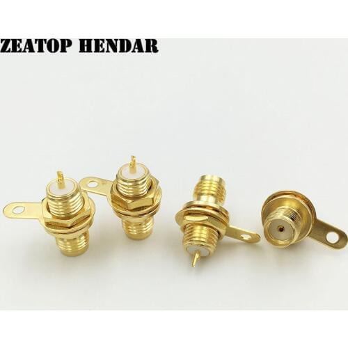 1000Pcs Brass Gold plated SMA Female Jack RF Panel Mount with Nut Bulkhead Handle Plug Soldering Connector