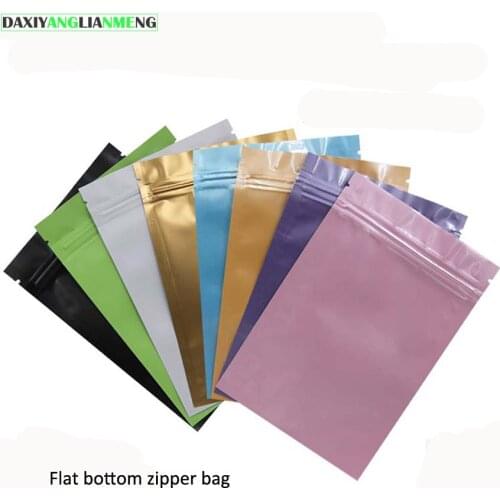 200pcs/lot 4Sizes 7colors matte/glossy Aluminium Foil zipper lock Bag Gift packaging bag powder/tea Packing retail package