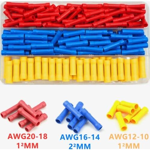 200pcs Wire Connectors 10-22AWG Assorted Butt Splice Crimp Connectors, Insulated Electrical Straight Wire Terminal Connectors Ki