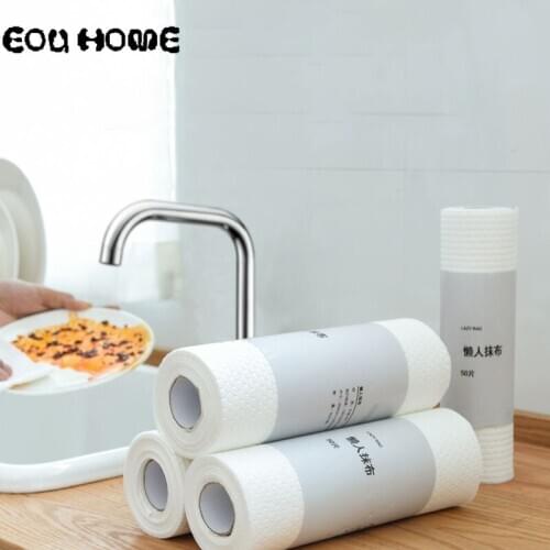 4 Roll/lot Kitchen Disposable Non-stick Oil Cleaning Cloth Multifunctional Wipe Rag Dishwashing Furniture Kitchenware Clean Pad