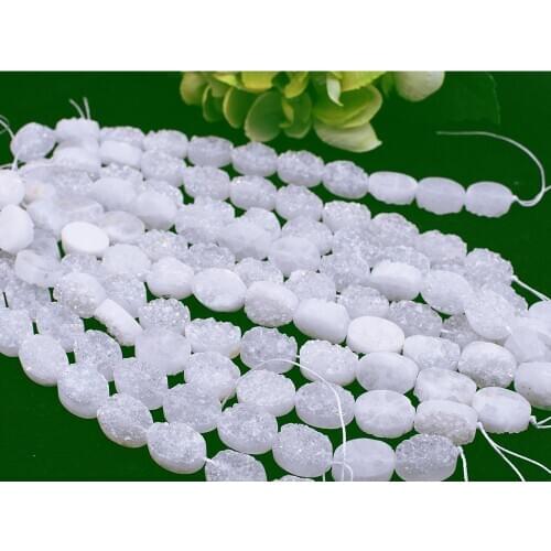 8" AAAAA White crystal Gilded agates Natural Oval stone Loose beads for jewelry making Women Healing gifts free delivery