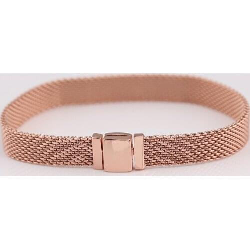 Authentic S925 Sterling Silver Rose Reflexions Bangle Bracelet For Women fit Lady Bead Charm DIY Jewelry Making