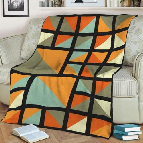 Abstract Geometric Pattern 3D Printed Velvet Plush Throw Fleece Blanket Bedspread Sherpa Blanket Home Decora