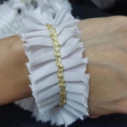 1M Pleated Mesh Lace Fabric 12cm Guipure Crafts Materials Blue Pink White Lace Ribbon Dress Wedding Decor Sewing Clothes RG11