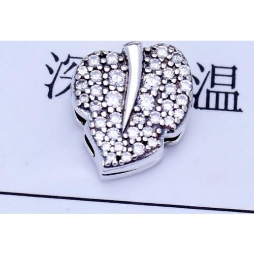 Free Shipping 925 Sterling Silver Reflexions Sparkling Leaf Clip Charms Fit Original Pandora Bracelets For Women DIY Jewelry
