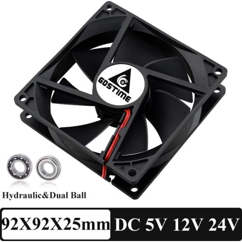 Gdstime 90mm 5V 12V 24V 2PIN 3PIN USB Brushless DC Cooling Fan 92mmx92mmx25mm PC Case Exhaust Radiator Cooler Fan 9225 9cm
