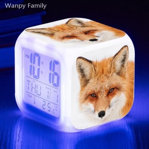 Fox Alarm Clock 7 Color Glowing LED Multifunctio Digital Alarm Clock Big screen Touch Sensing Flash Watches Clock kids gifts