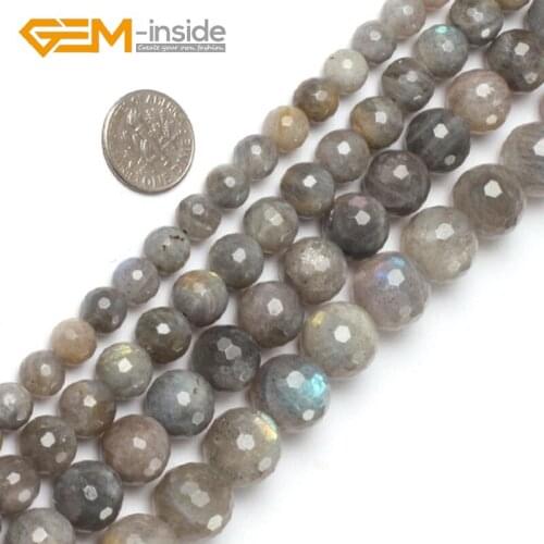 6/8/10/12MM Round Faceted Labradorite Stone Beads Natural Beads Loose Bead For Bracelet Making Strand 15 Inches Wholesale