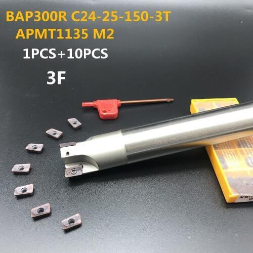 10PCS lathe tool APMT1135 M2 + 1PCS 25mm milling cutter BAP300R C24-25-150-3T HSS lathe tools holder CNC shank carbide insert