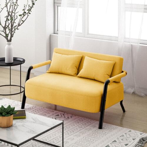 Nordic Single Double Sofa Living Room Sofa Small Apartment Simple Modern Fabric Sofa Iron Simple Japanese Apartment Fashion Sofa