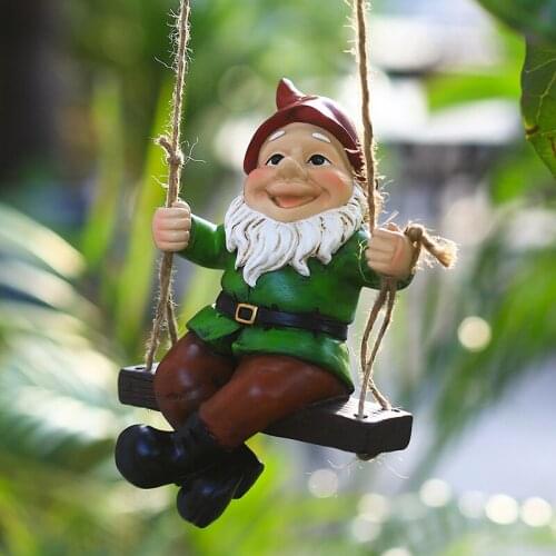Garden Figure Figurine Pendant Resin Gnome Dwarf Elf Outdoor Tree Decoration Statues and Sculptures Christmas Terrace Ornaments