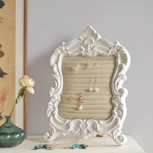 French White Retro Carved Jewelry Earrings Ring Necklace Display Storage Rack Home Decoration Ornaments Accessories