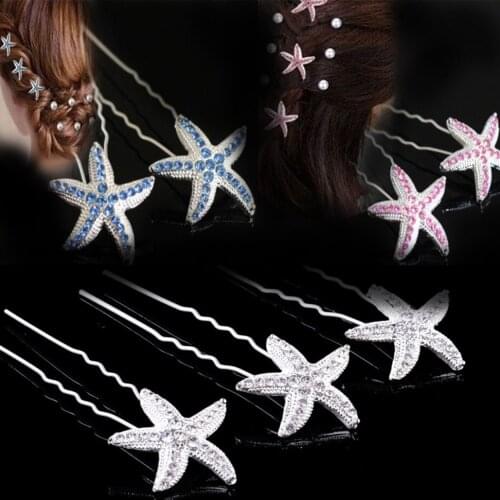 Fashion bride headdress U clip hairpin hair pin hair insert Korean rhinestone hairpin hair accessories starfish
