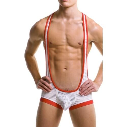 Good Quality Man Breathy Sexy Yoga Suit Leotards Wrestling singlet Mens Body Building Gym Bodywear Man Tight Dancer Suit