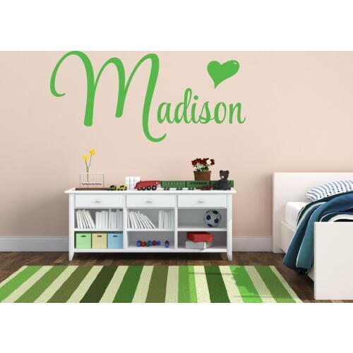 Customized Name Heart Wall Decal For Kids Room Girls Bedroom Home Decor Personalized Name Wall Sticker Vinyl Art Big Size S-340