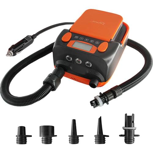 16PSI Intelligent Double Stage Air Pump with 6PCS Nozzles LCD Display 6000mAh Electric Pump for Inflatables Boat Stand Up Boards