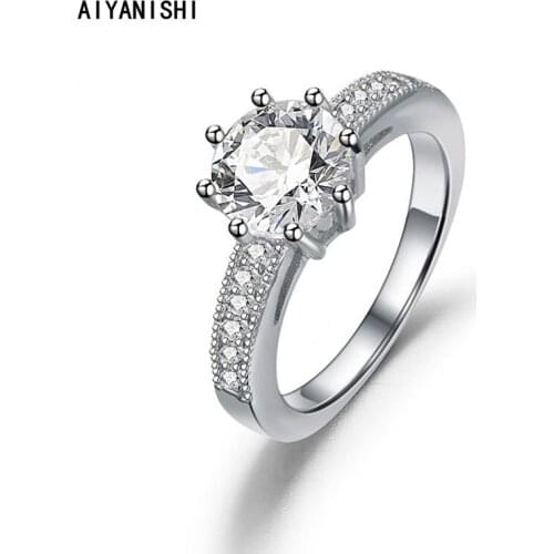 AIYANISHI Classic Luxury Real Solid 925 Sterling Silver Ring Wedding Jewelry Rings Engagement For Women Jewelry Gifts Wholesale