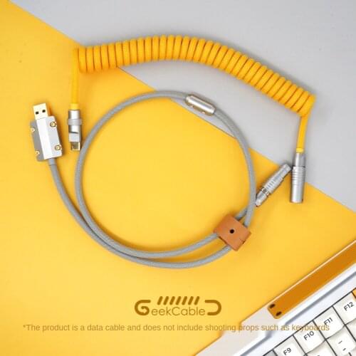 GeekCable Hand-made Customized Keyboard Data Spiral Line Rear Aerial Plug RAMA Heavy Industries for Mechanical Keyboard Type-C