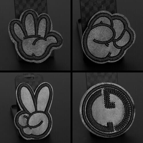Punk leather DIY patches Rock Paper Scissors gesture badge ironing on clothes Backpack pants locomotive stripe Decal