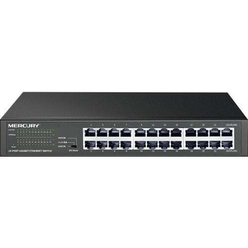Metal Cabinet,24 Port 1000Mbps Gigabit Enternet Network Switch, Auto MDI/MDI-X, Half/Full Duplex, 6KV Lightning Protect, SG124D