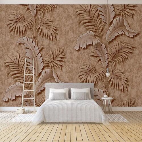 Custom Any Size Mural Wallpaper 3D Stereo Relief Tropical Plants Fresco Living Room TV Sofa Bedroom Home Decor Papel De Parede
