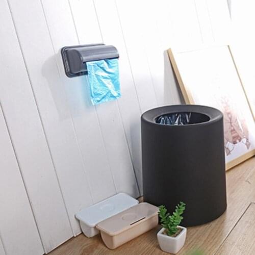 2020 Wall Mounted Trash Garbage Bag Container Holder Plastic Storage Box Dispenser Kitchen Bins Organizer Housekeeping Supply