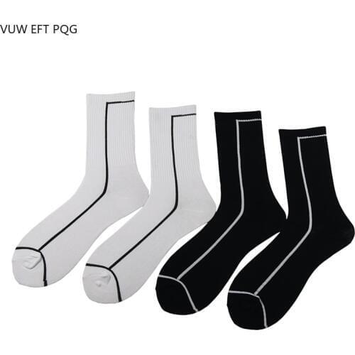 Hip-Hop Street Men And Women Socks Cotton Four Seasons Black White Simple Design Sweat-Absorbing