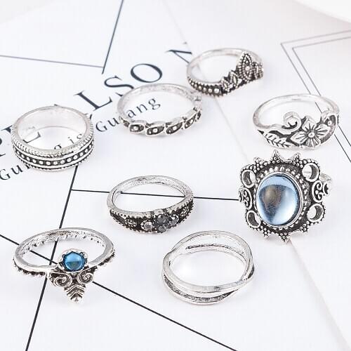 2020 New Fashion Retro Set Gold Moon Flower Midi Finger Knuckle Rings Jewelry Wedding Band Anillos Mujer