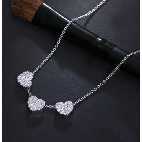 Lovely heart pendants white crystal necklace romantic gift jewelry suspension chain cute choker pendant
