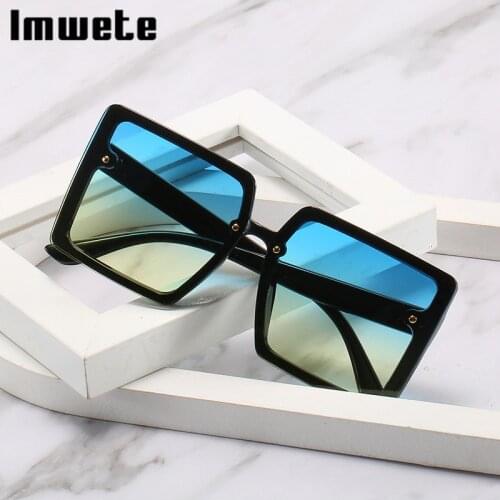 Imwete Vintage Oversized Sunglasses Women Men Luxury Brand Designer Square Sun Glasses Black Fashion Gradient Goggles Female UV