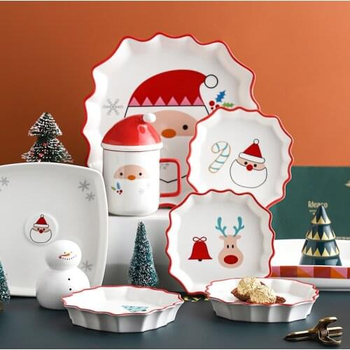 Christmas style series theme tableware ceramic dishes set bowl plate dinner plate household mug Christmas gift
