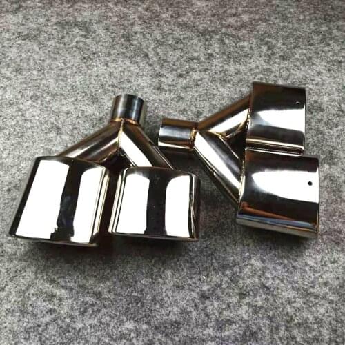 One Pair Car Double Exhaust Muffler Tip Pipe For AMG Style Inlet 54mm Dual Outlet Tail Pipe Tube Silver 304 Stainless Steel