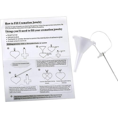Wholesale Cremation Jewelry for Ashes Cremation Urn necklace Filling Kit Funnel,Instructions