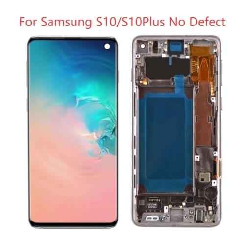 Original AMOLED G973F G975F LCD Display Screen With Bezel For Samsung Galaxy S10 6.1 inch S10 Plus 6.4 inch LCD Touch Screen