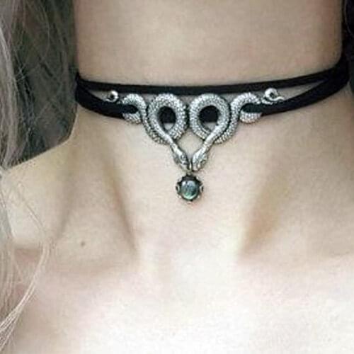 Snake Choker Natural Labradorite Choker Necklace Snake Necklace,Witchy Gothic,CRESCENT GOTH PAGAN GOTHIC WITCHY WICCA Gift