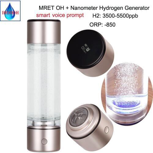 Rechargeable Nano Hydrogen Generator Smart Voice MRETOH Molecular Resonance 7.8Hz Alkaline Water Bottle Ionizer H2 Ventilator