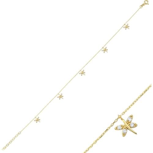 14k (585) Gold Adjustable Dragonfly Anklet