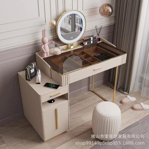 Net Red Light Luxury Storage Cabinet Integrated Bedroom Modern Simple High-grade Glass Dressing Table Nordic Atmosphere Modern