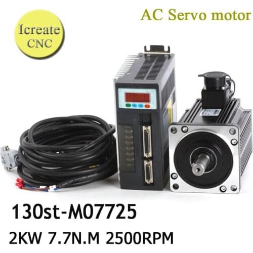 130ST-M07725 220V 2KW AC Servo motor 2500RPM 7.7N.M. Single-Phase ac drive permanent magnet Matched Driver AASD-30A