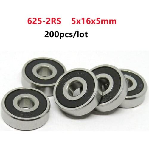 200pcs/lot 625-2RS mini deep groove ball bearings mini ball bearings shaft 5x16x5mm