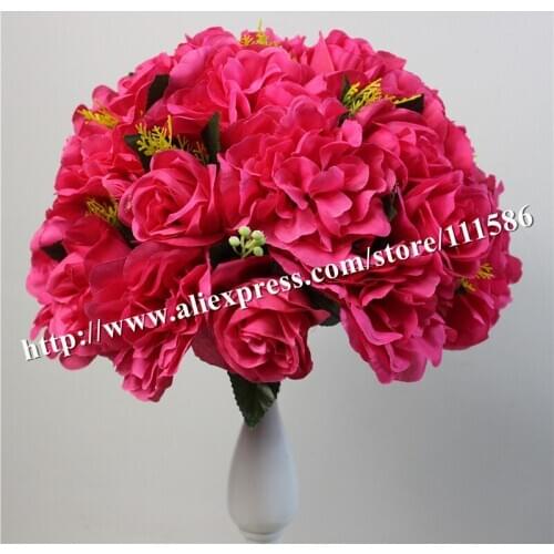 SPR -plum 10pcs/lot wedding road lead artificial wedding table rose flower wall center flower ball decoration