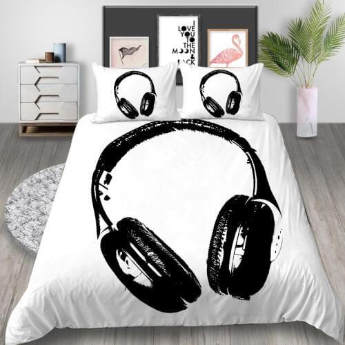 Thumbedding Headset Bedding Set King Size Simple White 3D Duvet Cover Queen Twin Full Single Double Unique Design Bed Set