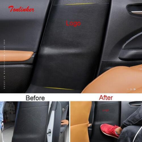 Tonlinker Interior Seat belt B-pillar Anti-dirty Cover Stickers for Lexus UX 2019 Car Styling 2 PCS PU Leather Cover stickers
