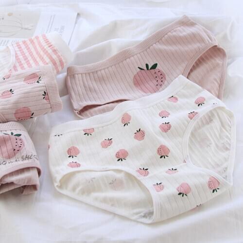 Panties For Women Sexy Underwear Lingerie Plaid Strawberry Cute Sweet Girls Briefs Cotton Womens Briefs Underpants CMSQ671